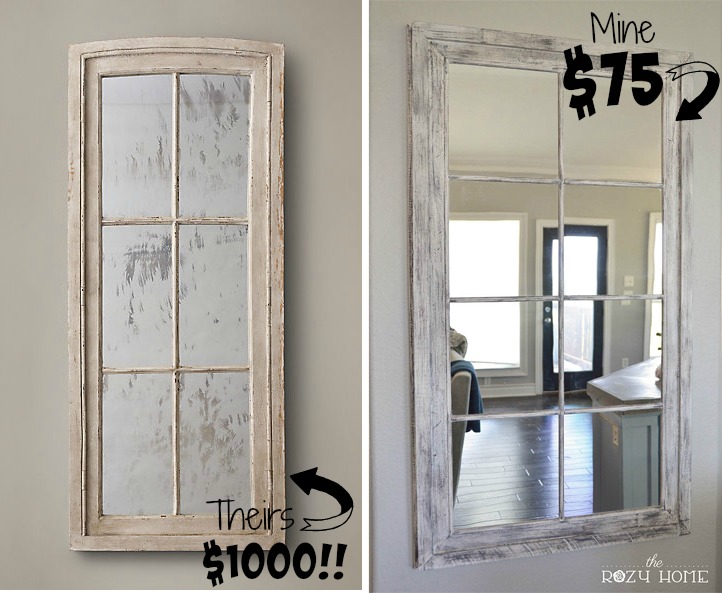 DIY RH French Window Pane Oversized Mirror 